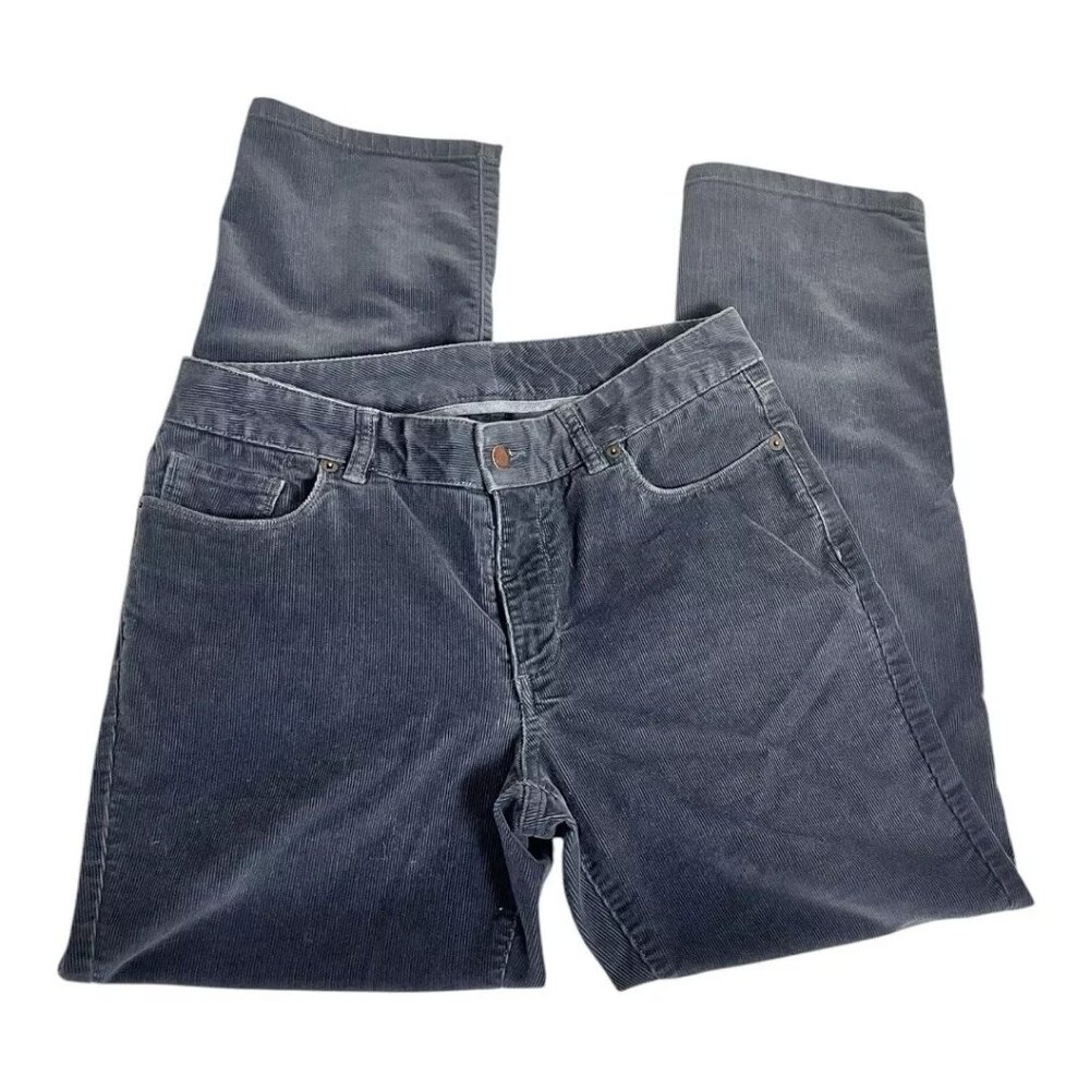L.L. Bean Corduroy Pant Women 8 Petite FAVORITE FIT Dark Gray Straight NWOT